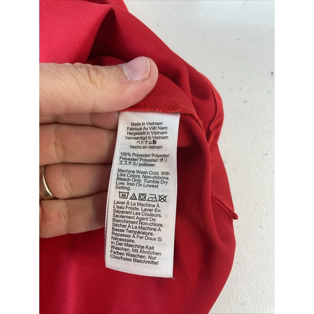 J. Crew Slim-fit satin shirt Red Button‎ up Size 14 career Dressy Party Office